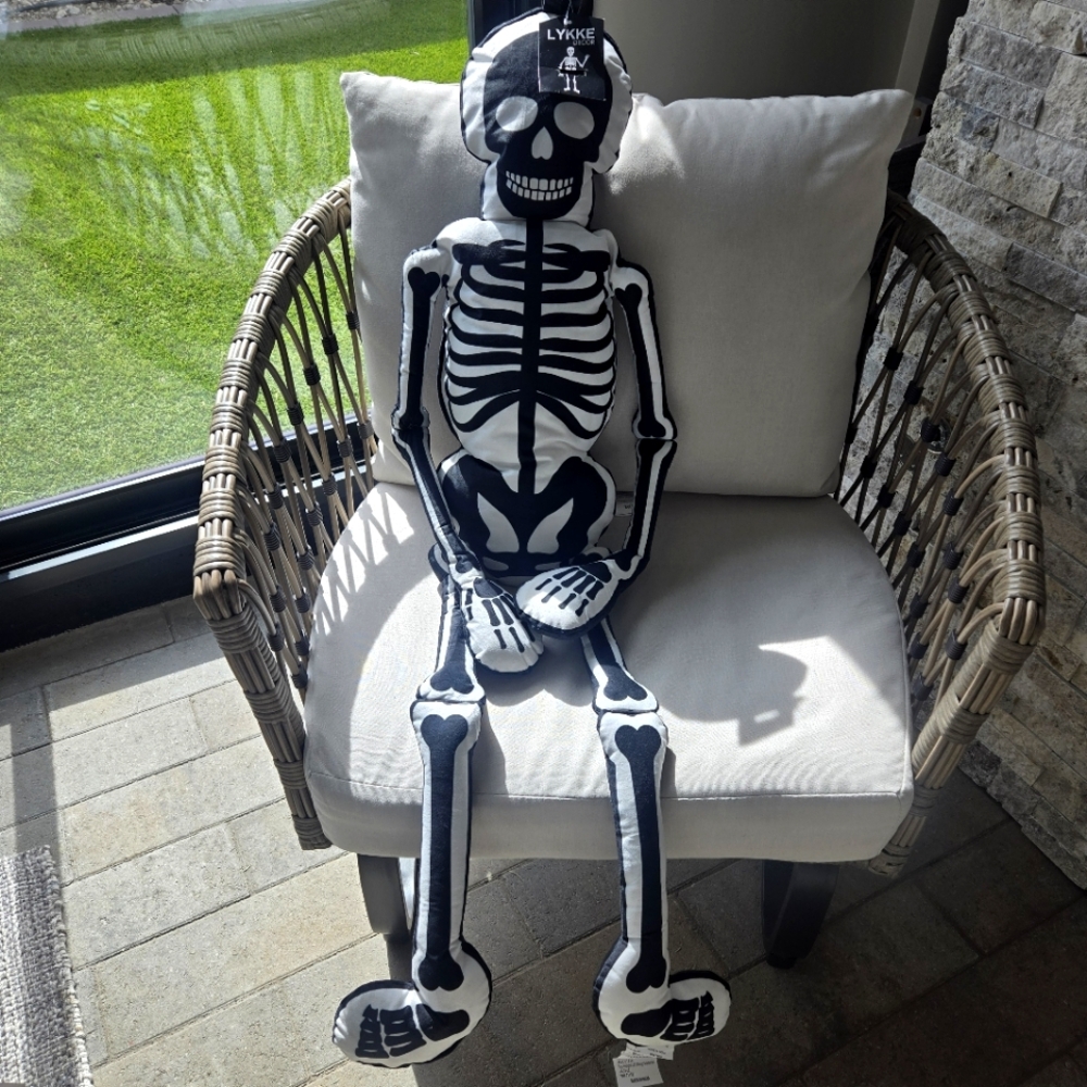 46x11in Decorative Skeleton Pillow
